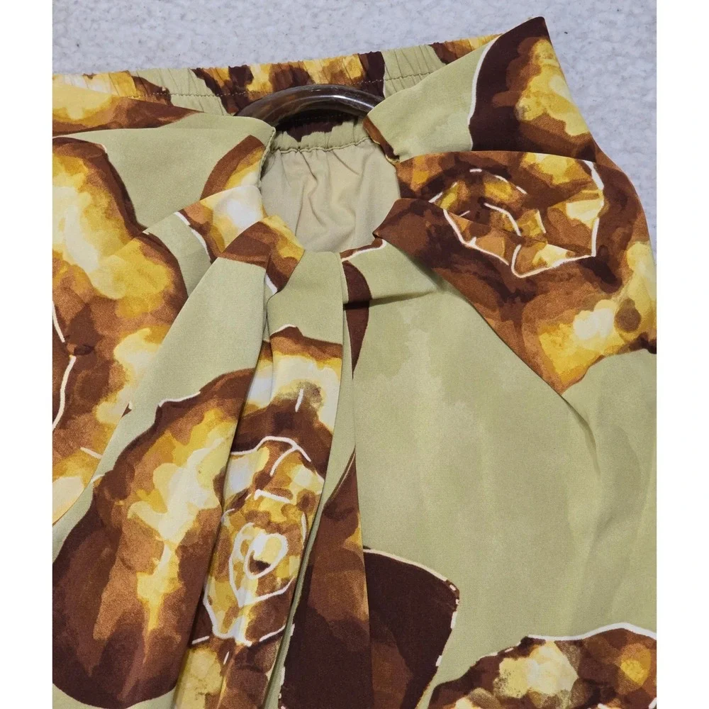 House of Harlow 1960 Nautilus Seashell Print Wrap Maxi Skirt Brown Tan Size M - Picture 3 of 10